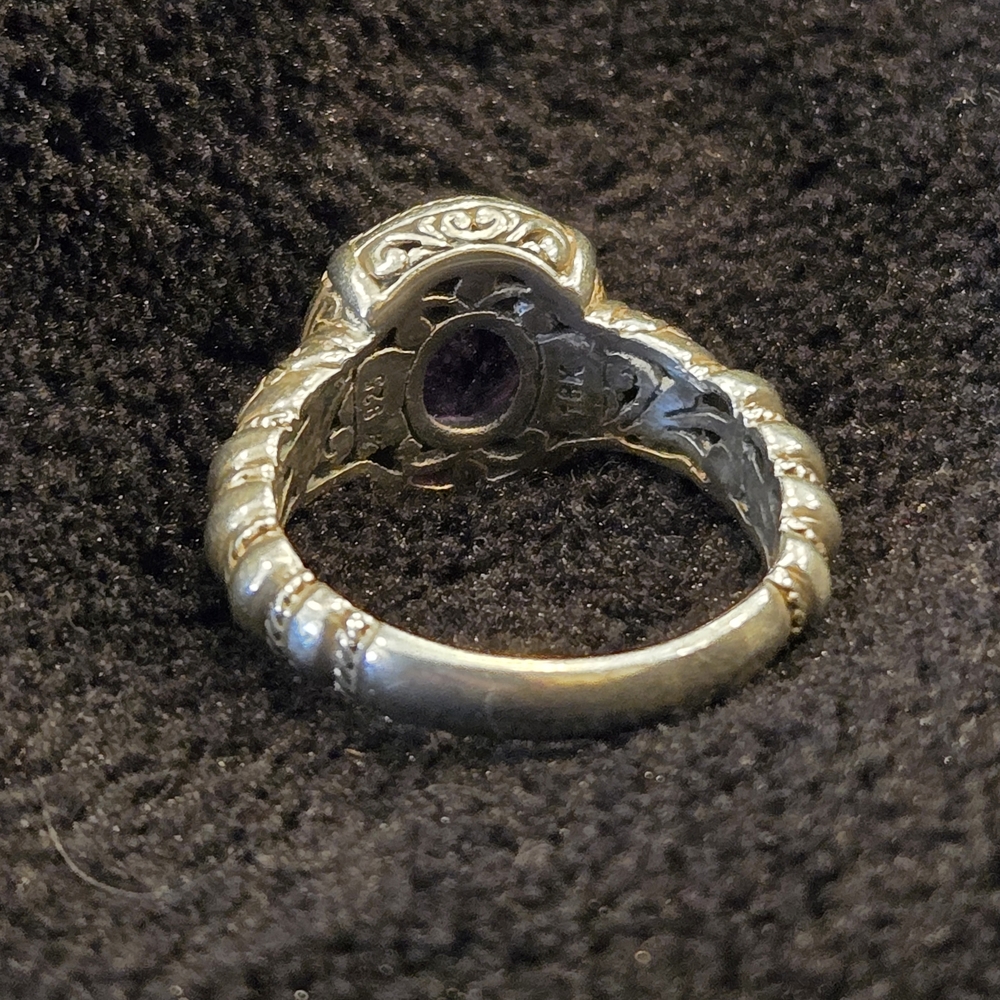 Robert Manse 18k & 925 Sterling Silver Amethyst Gemstone Ring Vintage - Picture 3 of 7